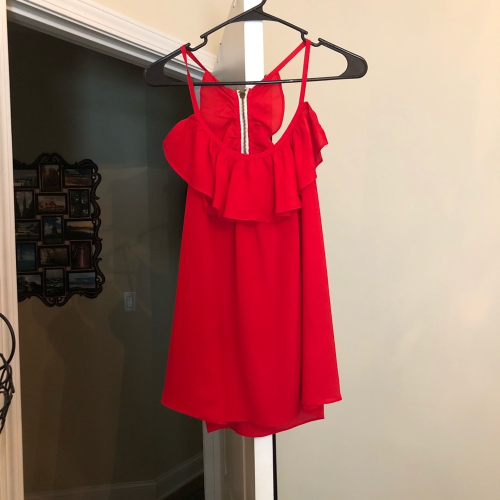 Red ruffle game day top